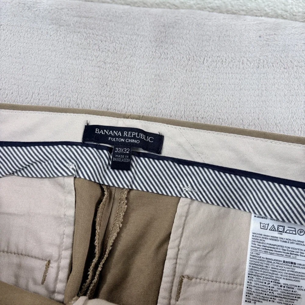 Banana Republic Fulton Chino Skinny Fit Pants in Beige Men Fits 34x31 Tag 33x32